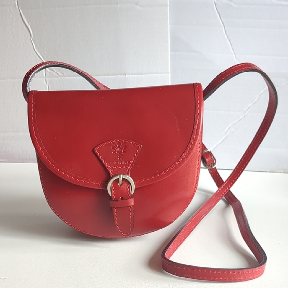 Handmade Handbags - New Italian Handmade Red Leather Crossbody Bag
